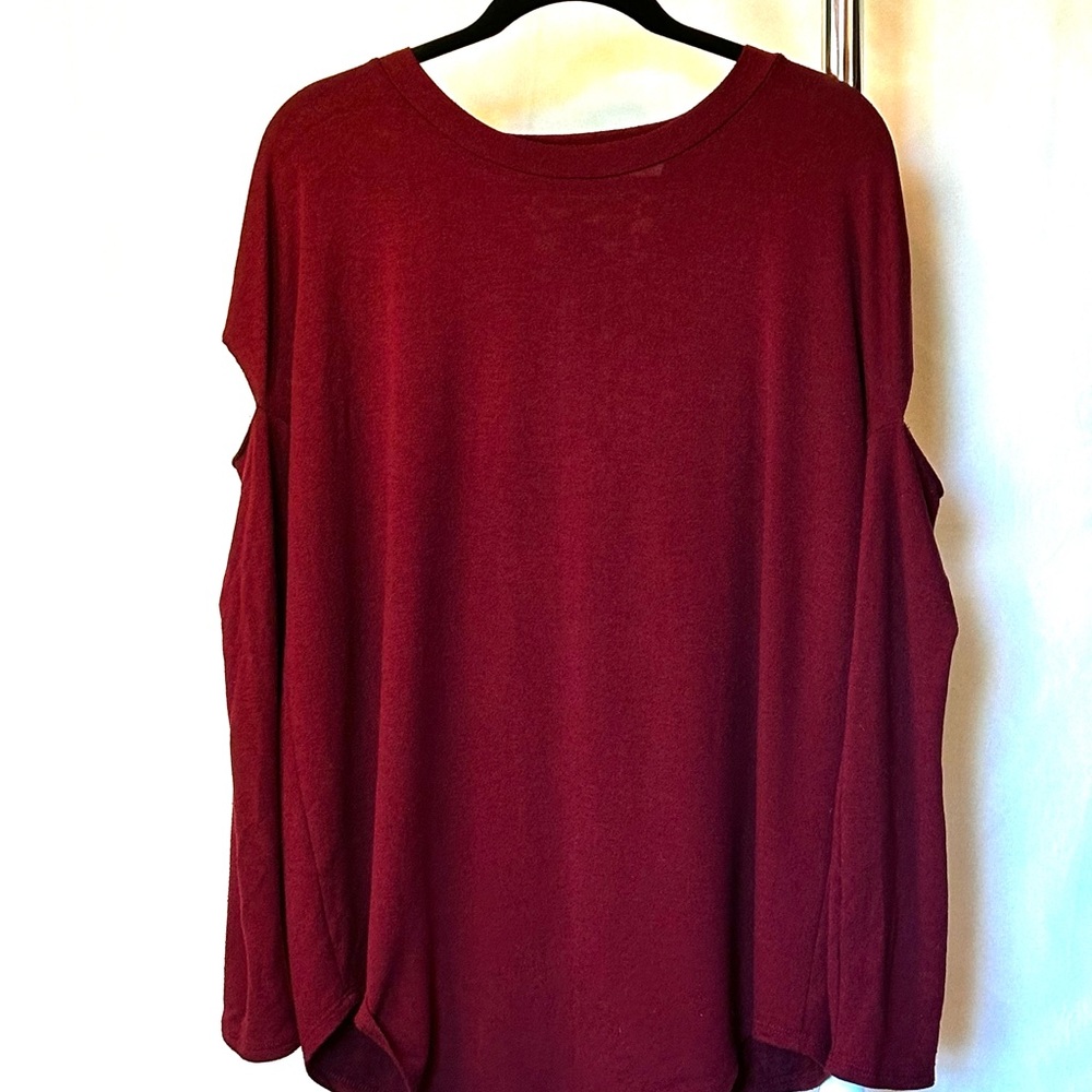 Black Bead Maroon Long Sleeve Top